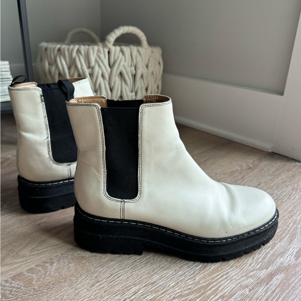 Marc Fisher White Chunky Boots
